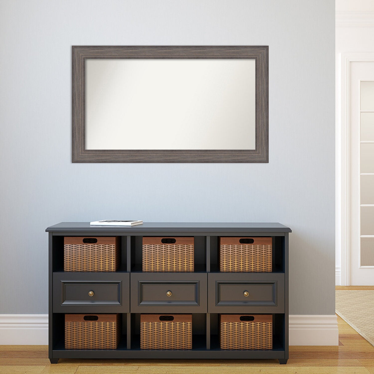 Large Non-Beveled Custom Wall Mirror - Country Barnwood Frame