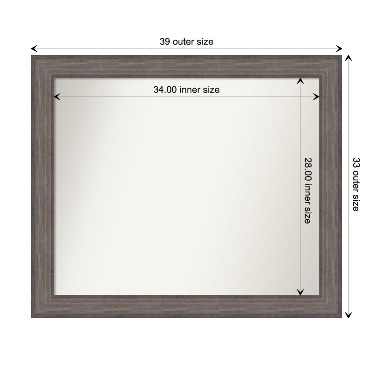 Large Non-Beveled Custom Wall Mirror - Country Barnwood Frame