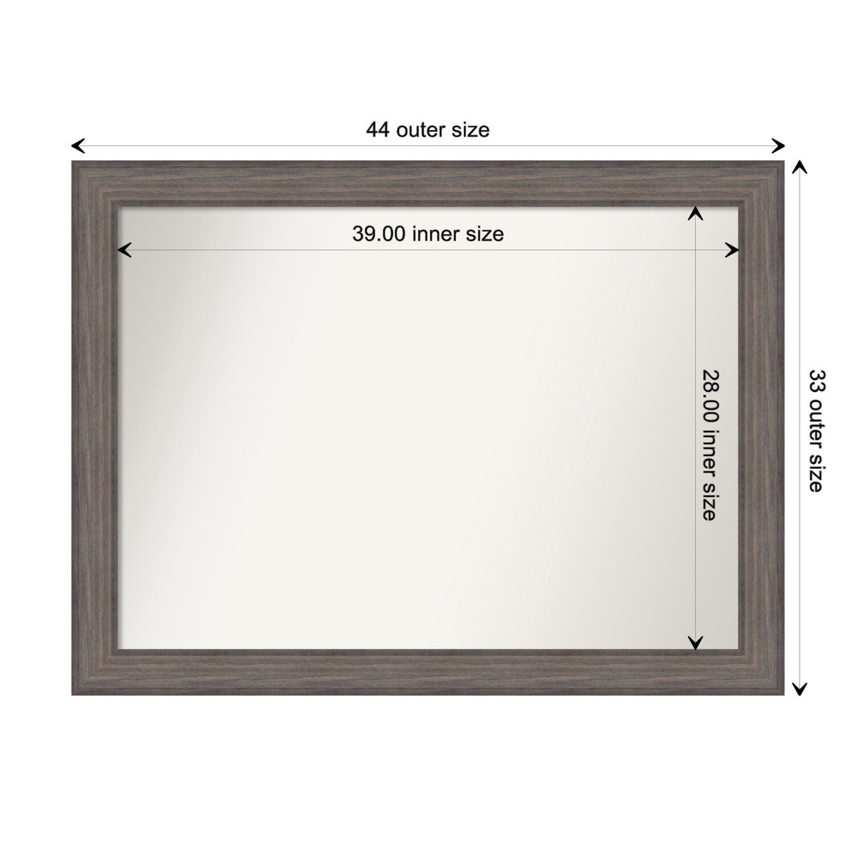 Large Non-Beveled Custom Wall Mirror - Country Barnwood Frame