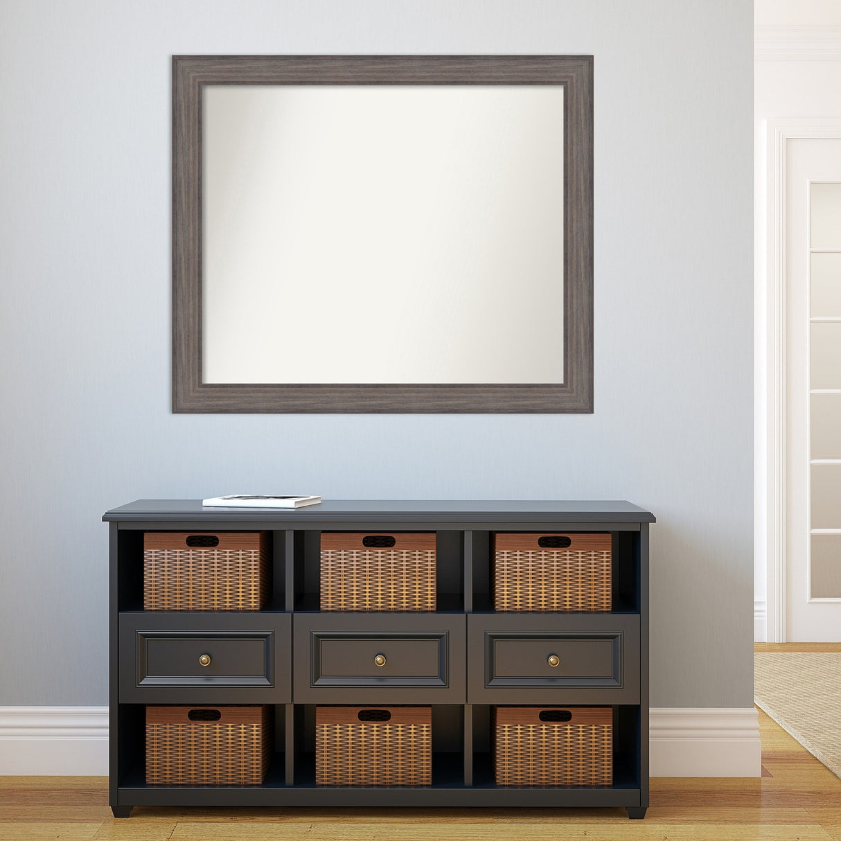Large Non-Beveled Custom Wall Mirror - Country Barnwood Frame