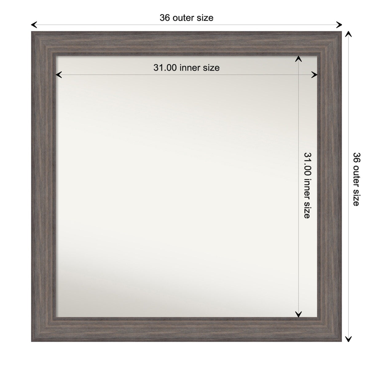Large Non-Beveled Custom Wall Mirror - Country Barnwood Frame