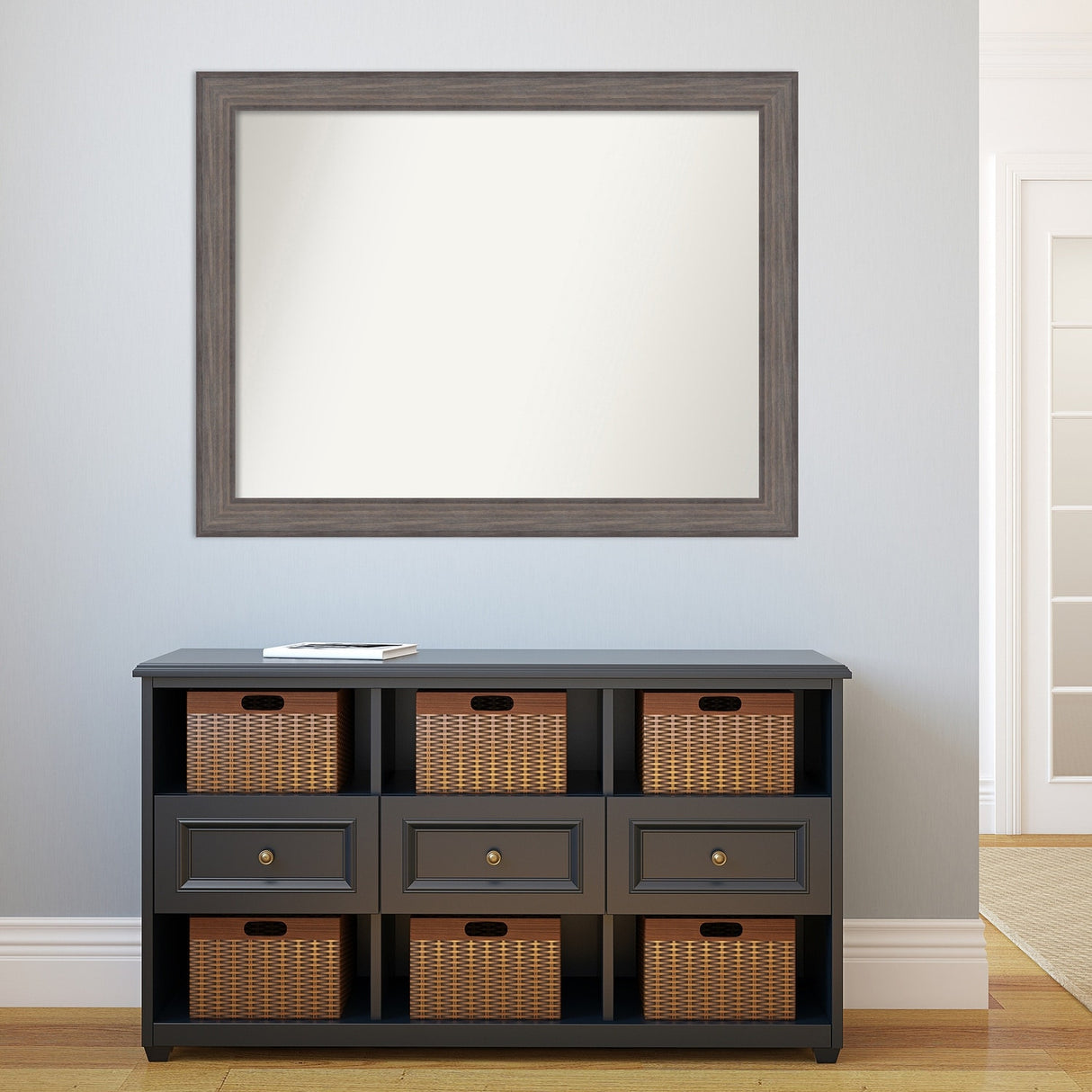 Large Non-Beveled Custom Wall Mirror - Country Barnwood Frame