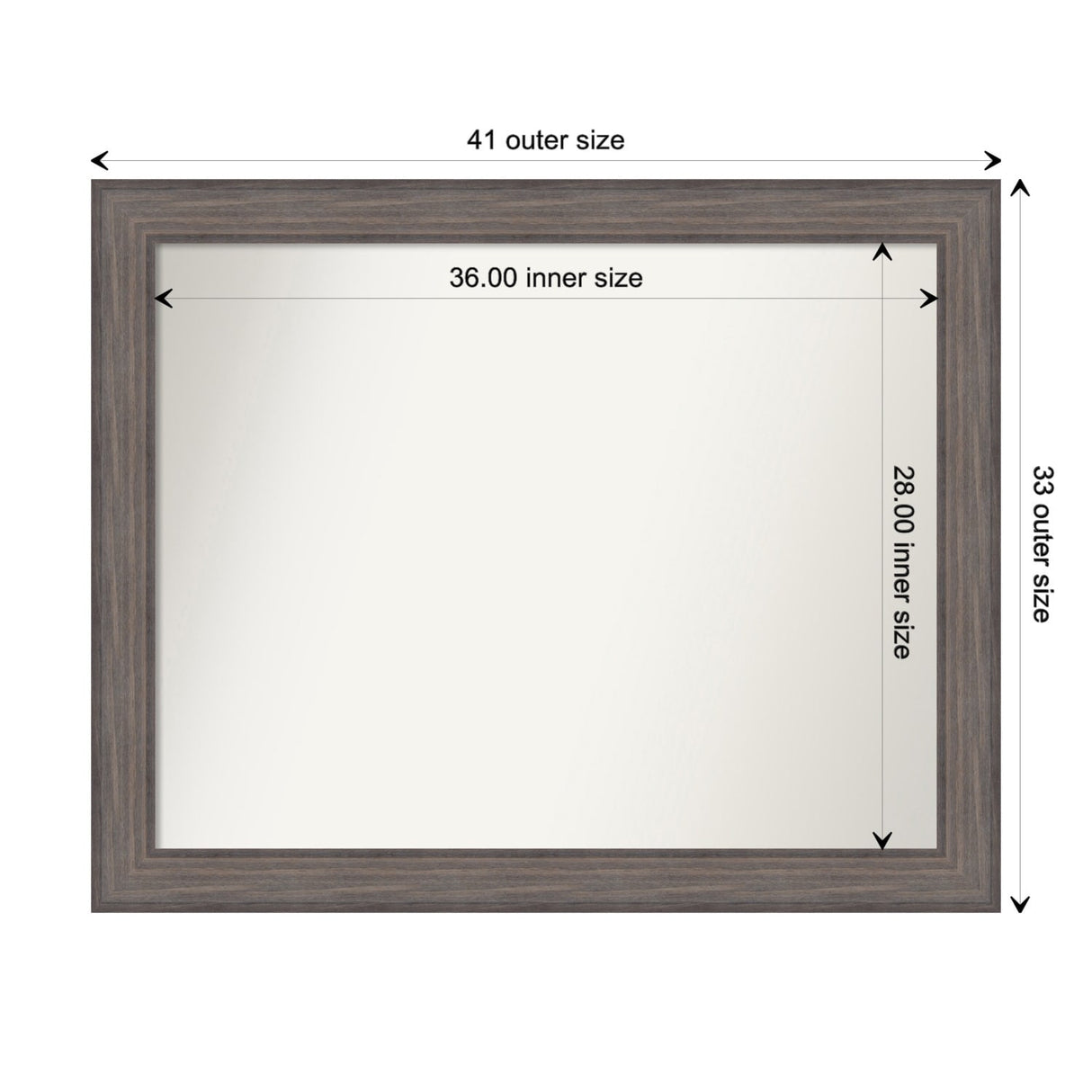 Large Non-Beveled Custom Wall Mirror - Country Barnwood Frame