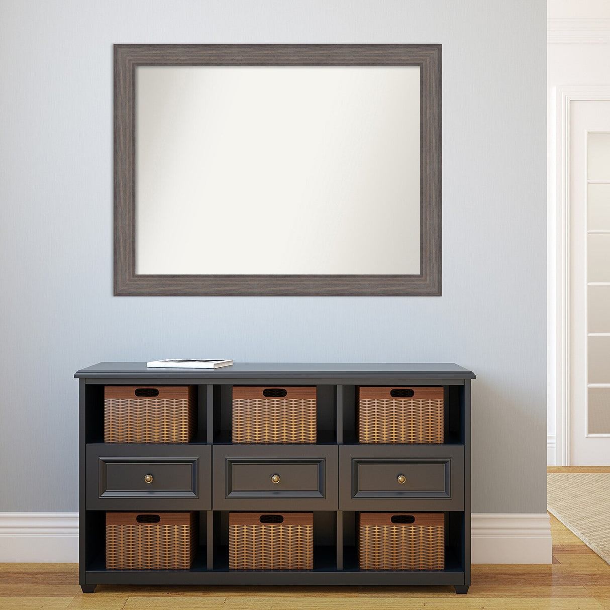 Large Non-Beveled Custom Wall Mirror - Country Barnwood Frame