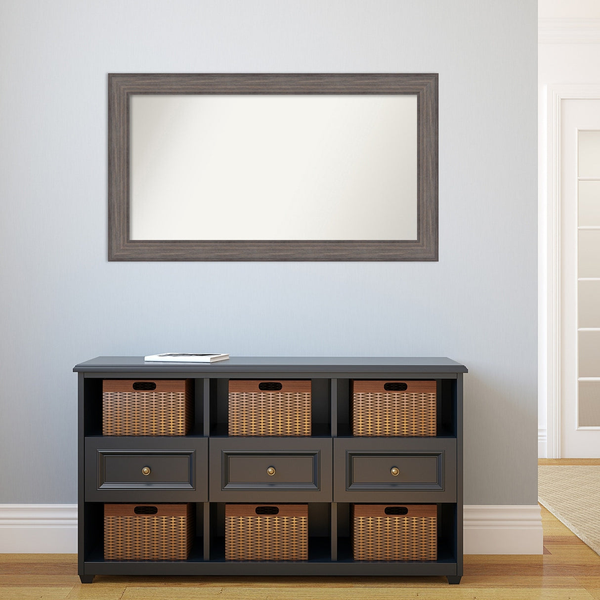 Large Non-Beveled Custom Wall Mirror - Country Barnwood Frame