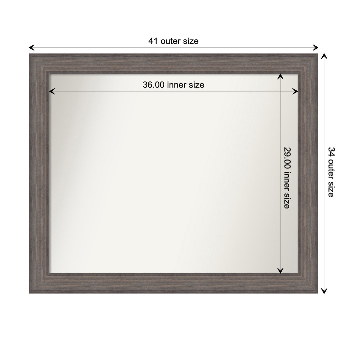 Large Non-Beveled Custom Wall Mirror - Country Barnwood Frame