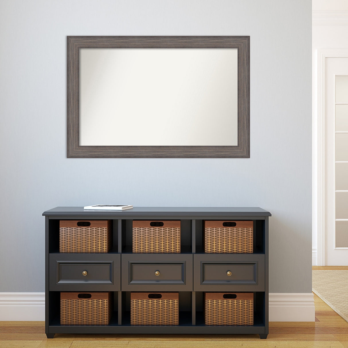 Large Non-Beveled Custom Wall Mirror - Country Barnwood Frame