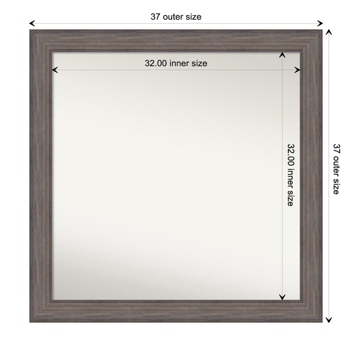 Large Non-Beveled Custom Wall Mirror - Country Barnwood Frame