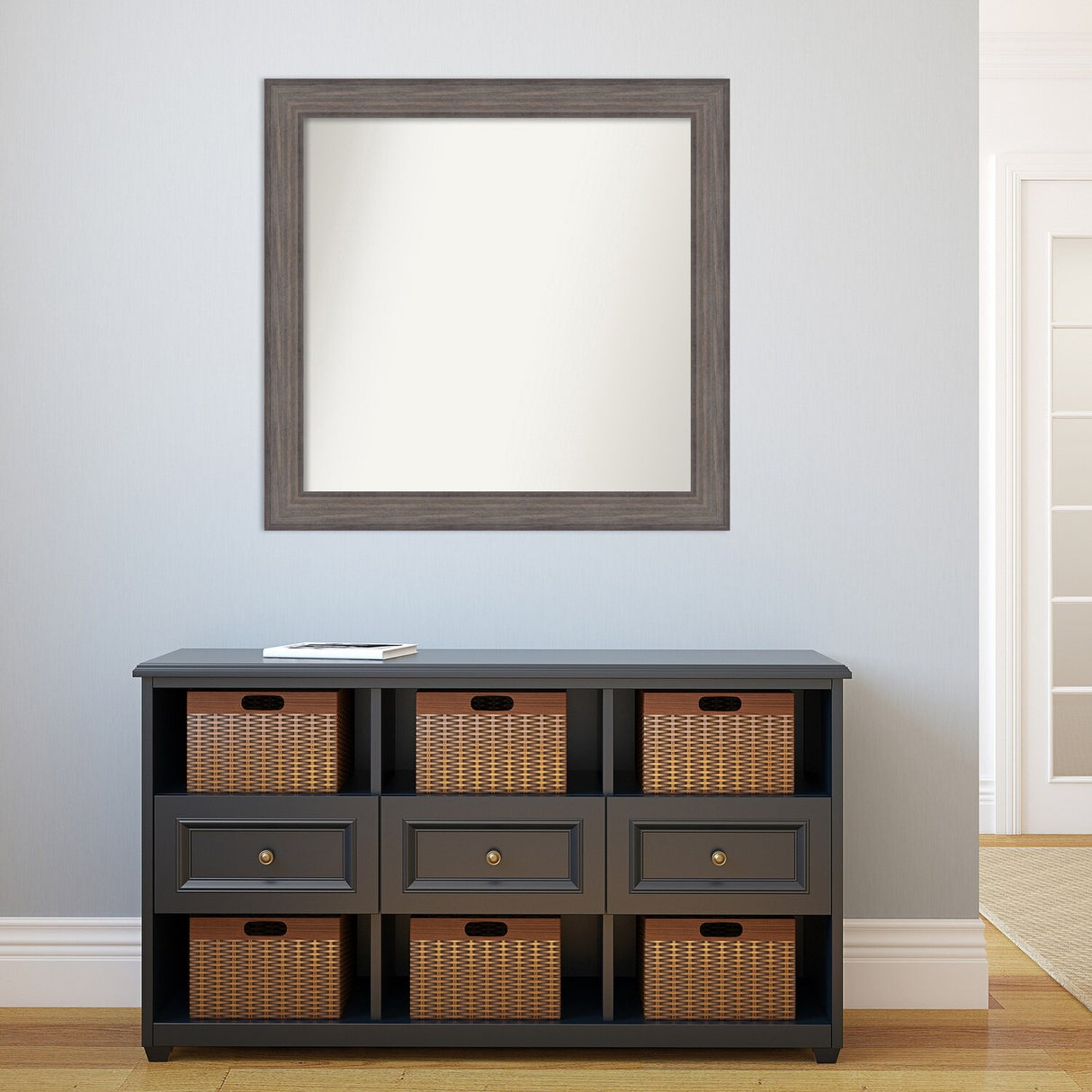 Large Non-Beveled Custom Wall Mirror - Country Barnwood Frame