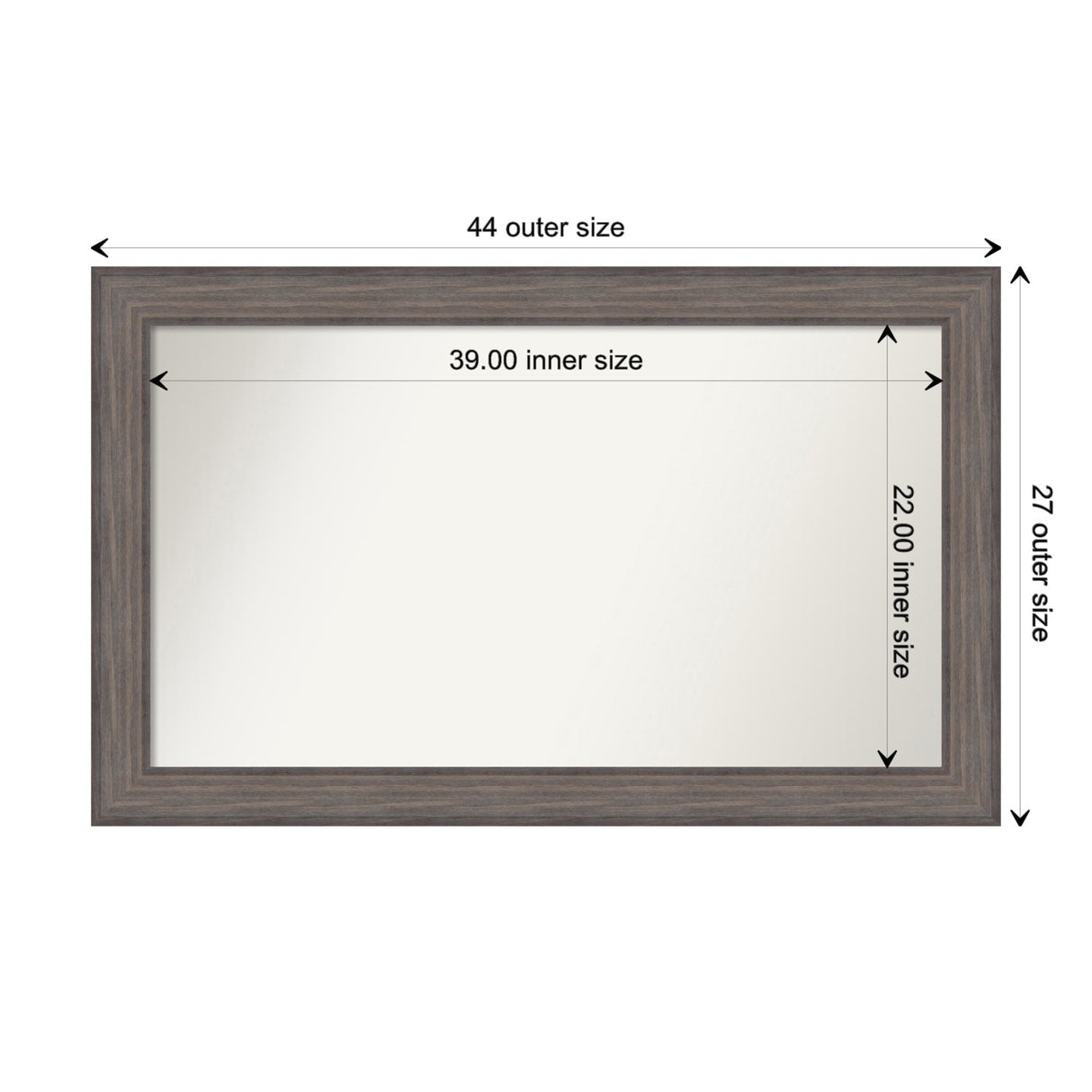 Large Non-Beveled Custom Wall Mirror - Country Barnwood Frame
