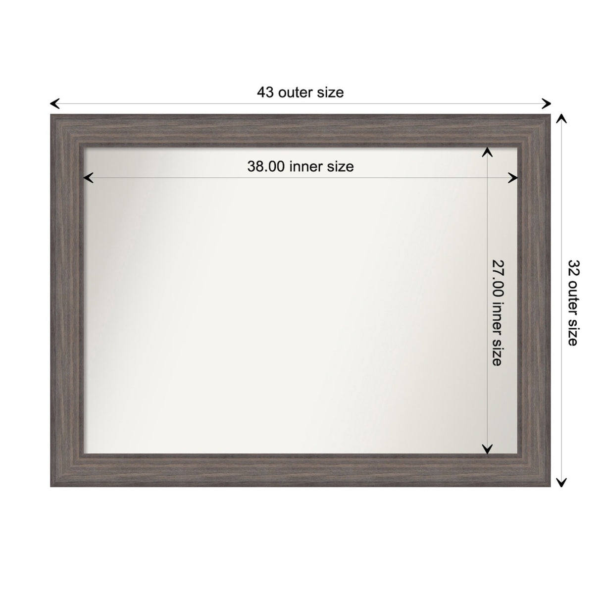 Large Non-Beveled Custom Wall Mirror - Country Barnwood Frame