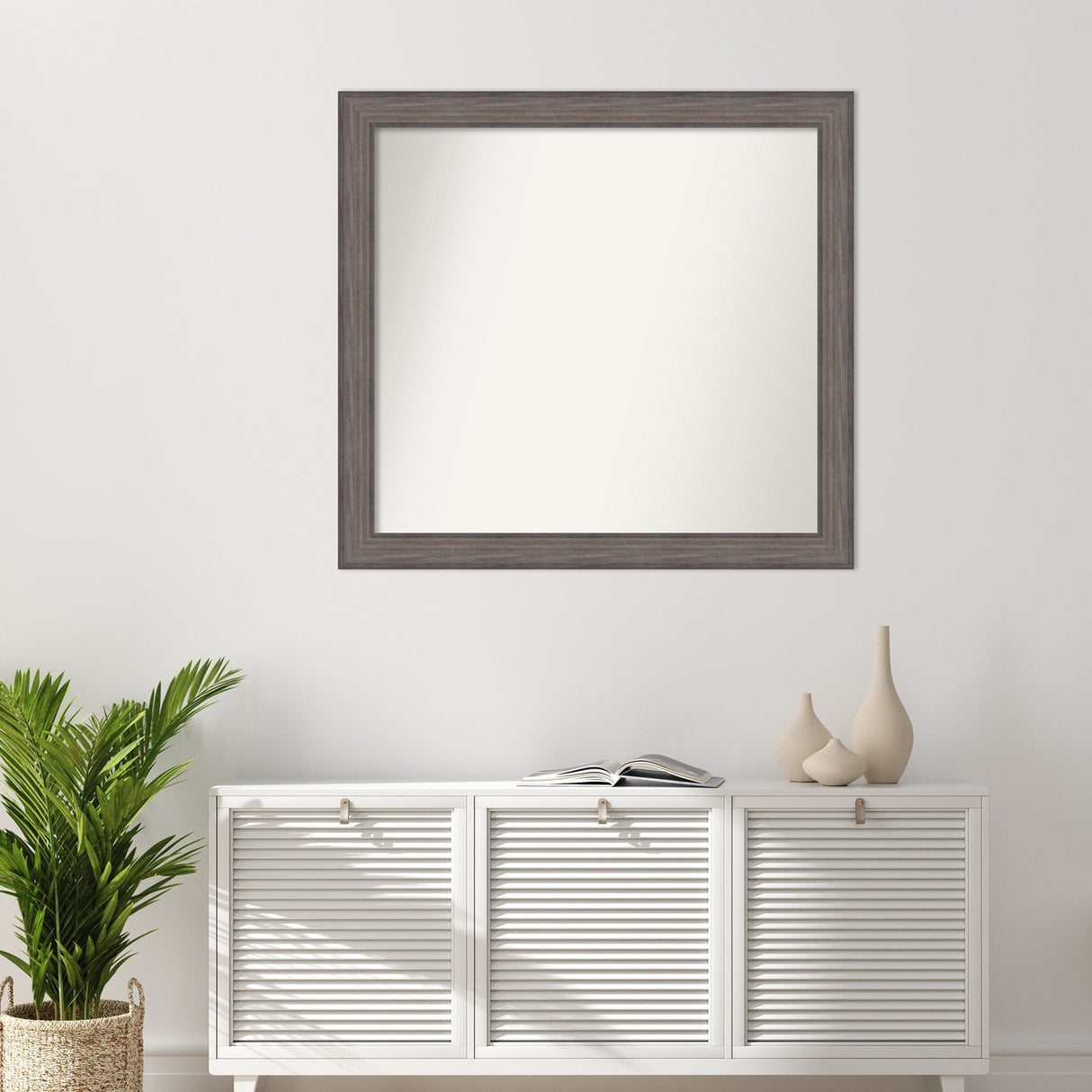 Large Non-Beveled Custom Wall Mirror - Country Barnwood Frame
