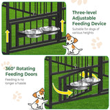 Large Outdoor Dog Kennel with Bowls and 360° Rotating Feeding Door, 6.6×3.9×5.9FT