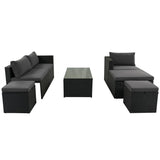 Large Outdoor PE Rattan Wicker Sectional Sofa Set, 5-Piece Movable Cushion Lounger Couch