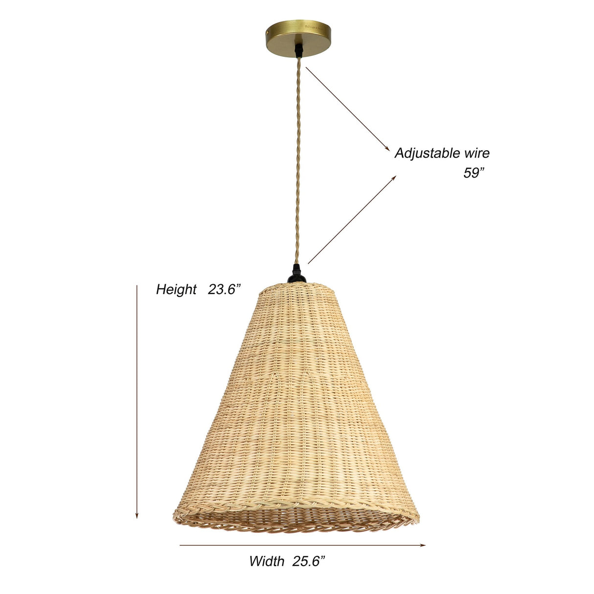 Large 26in. Natural Rattan Pendant Light