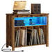Large Record Player Stand with Power Outlets and LED Lights Turntable Stand