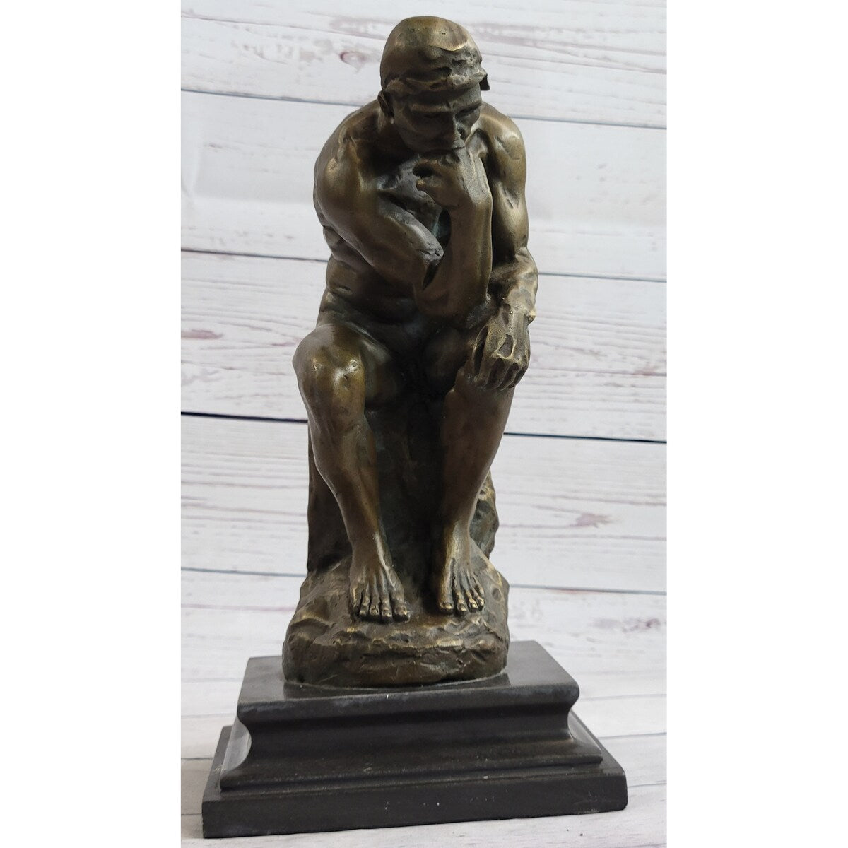 Large Rodin Famous The Thinker Bronze Marble Sculpture Art Deco Marble Figurine