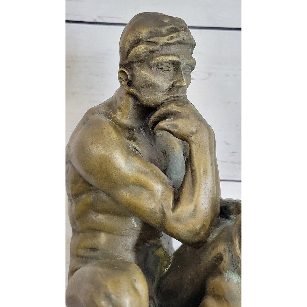Large Rodin Famous The Thinker Bronze Marble Sculpture Art Deco Marble Figurine