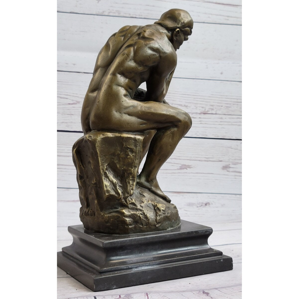 Large Rodin Famous The Thinker Bronze Marble Sculpture Art Deco Marble Figurine