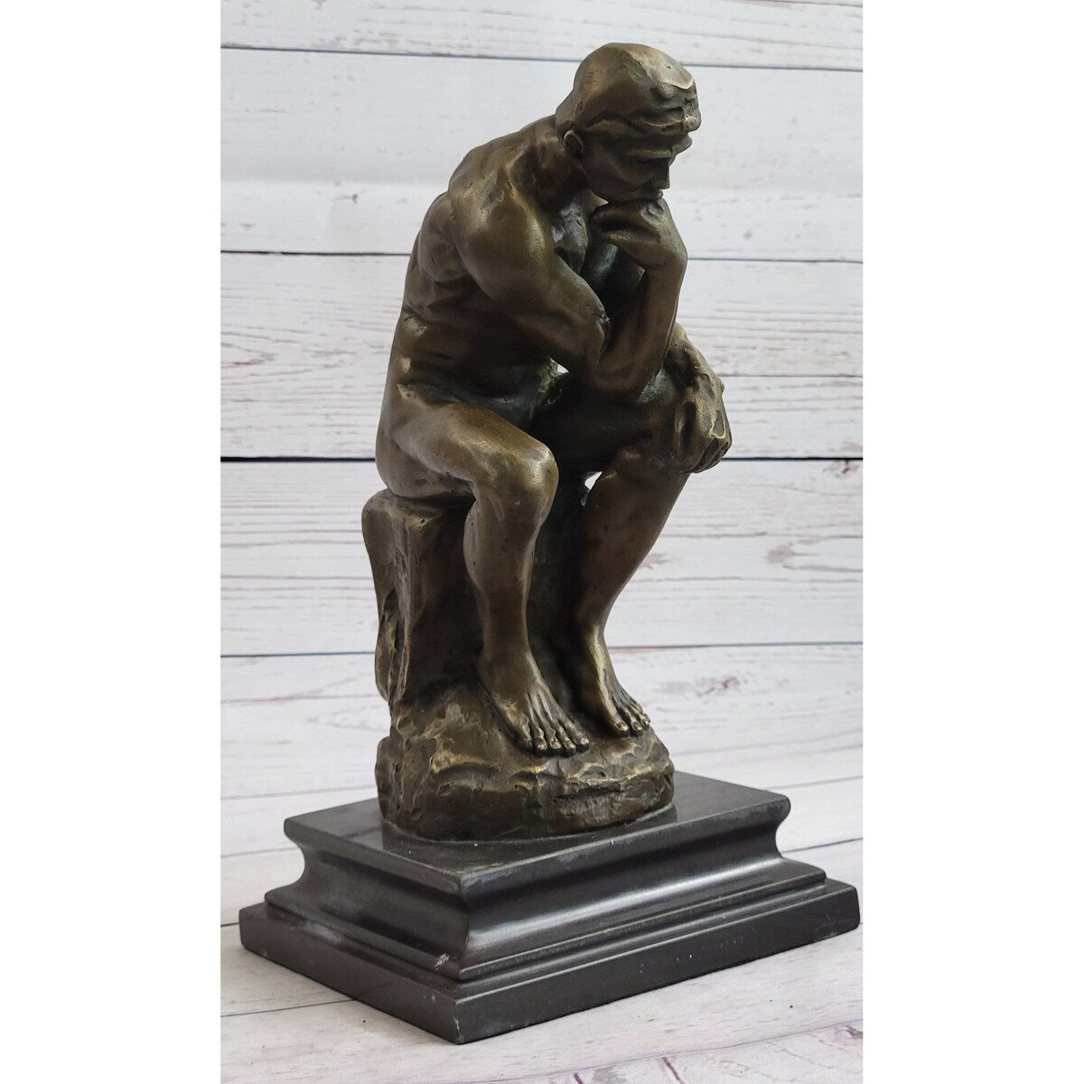 Large Rodin Famous The Thinker Bronze Marble Sculpture Art Deco Marble Figurine