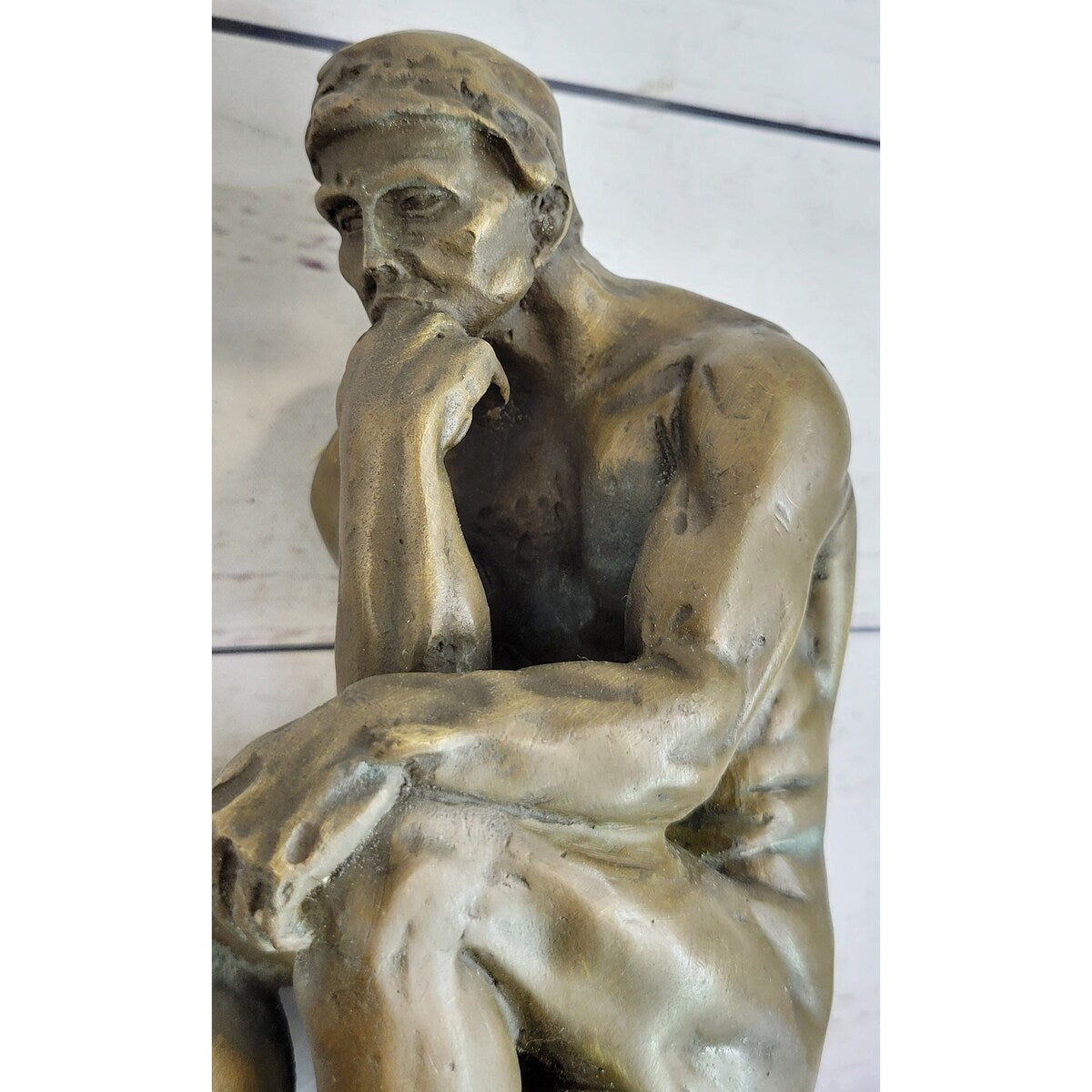 Large Rodin Famous The Thinker Bronze Marble Sculpture Art Deco Marble Figurine