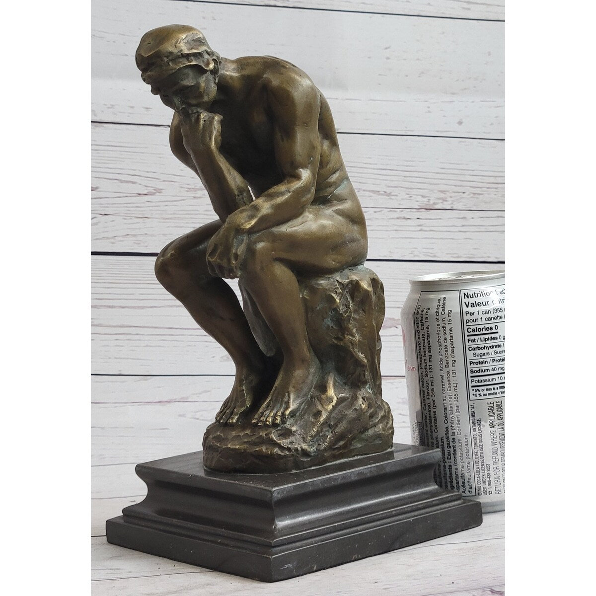 Large Rodin Famous The Thinker Bronze Marble Sculpture Art Deco Marble Figurine