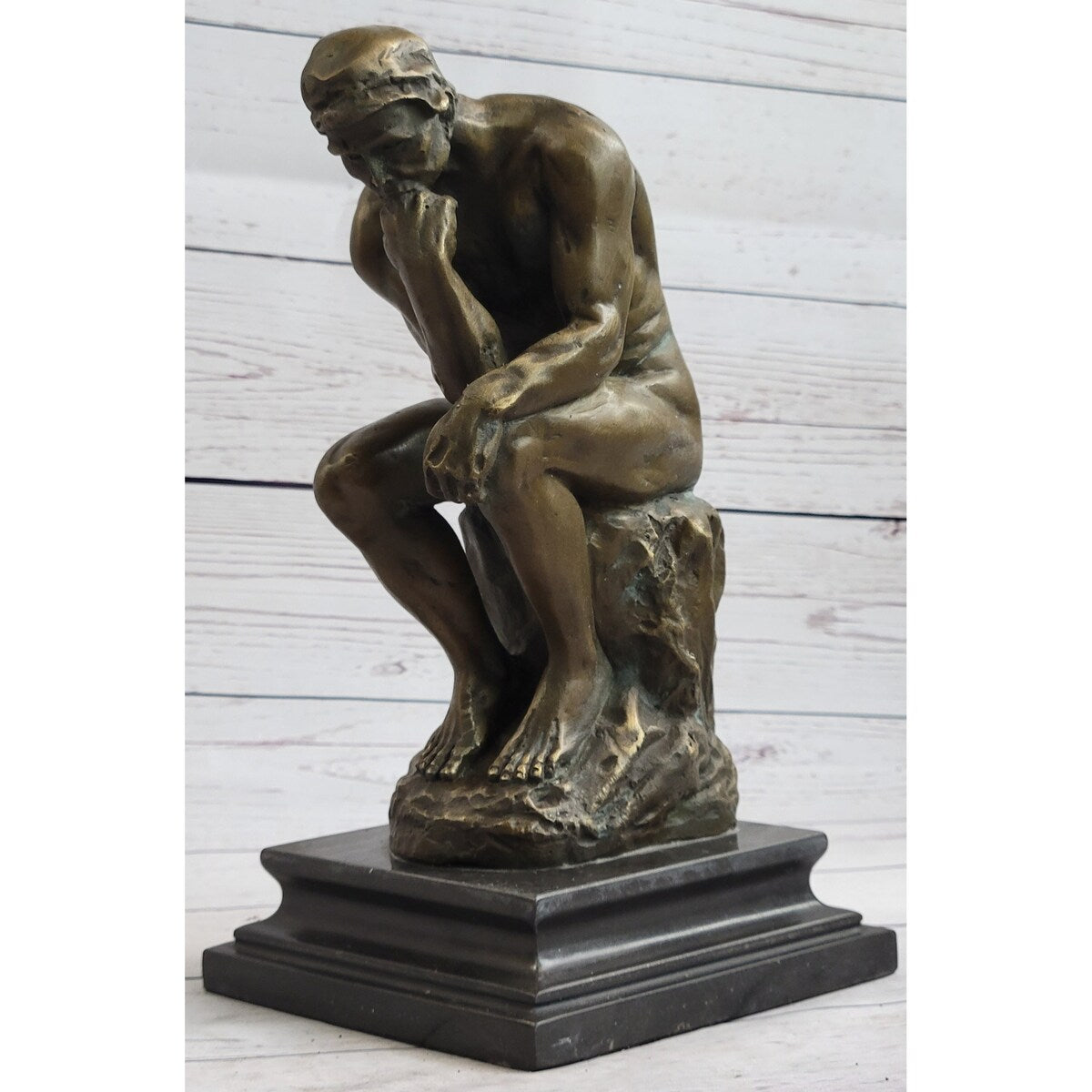Large Rodin Famous The Thinker Bronze Marble Sculpture Art Deco Marble Figurine