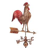 Large Rooster Weathervane - Pure Copper Hand Finished Multi-Color Patina by Good Directions