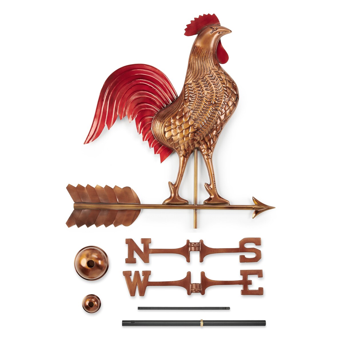 Large Rooster Weathervane - Pure Copper Hand Finished Multi-Color Patina by Good Directions