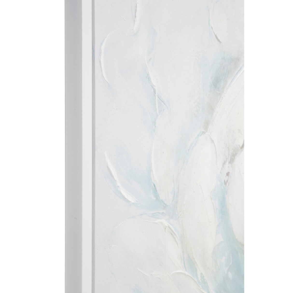 Large Square White Peony Flower Acrylic Painting in Silver Frame 39.5 x 39.5 - 40 x 2 x 40