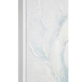 Large Square White Peony Flower Acrylic Painting in Silver Frame 39.5 x 39.5 - 40 x 2 x 40