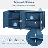 Large Storage Cabinet Sideboard Buffet Cabinet with Wooden Triangular Handles and Adjustable Shelves for Living Dining Room