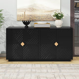 Large Storage Cabinet Sideboard Buffet Cabinet with Wooden Triangular Handles and Adjustable Shelves for Living Dining Room