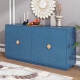 Large Storage Cabinet Sideboard Buffet Cabinet with Wooden Triangular Handles and Adjustable Shelves for Living Dining Room