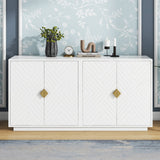 Large Storage Cabinet Sideboard Buffet Cabinet with Wooden Triangular Handles and Adjustable Shelves for Living Dining Room