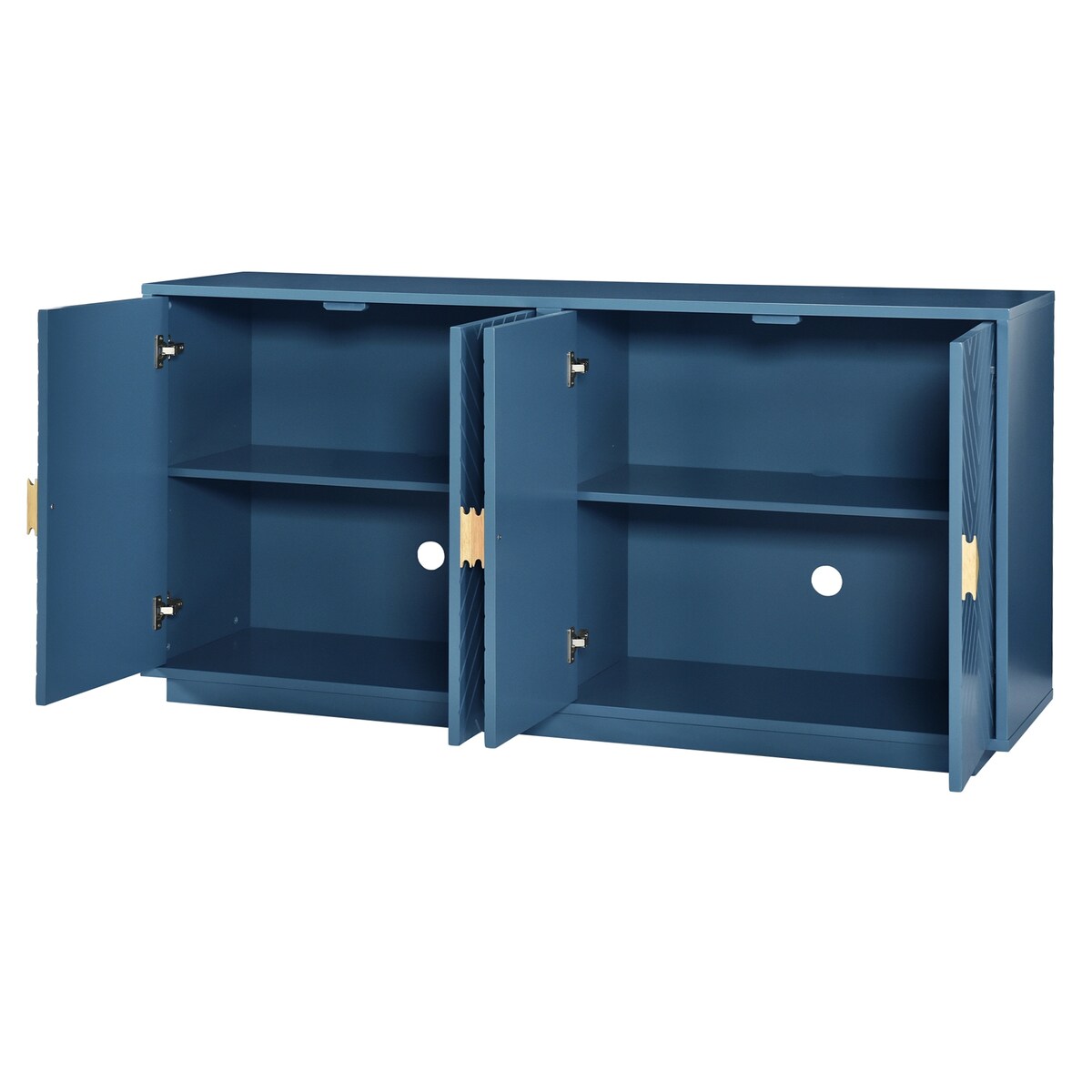 Large Storage Cabinet Sideboard Buffet Cabinet with Wooden Triangular Handles and Adjustable Shelves for Living Dining Room