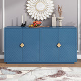 Large Storage Cabinet Sideboard Buffet Cabinet with Wooden Triangular Handles and Adjustable Shelves for Living Dining Room
