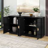 Large Storage Cabinet Sideboard Buffet Cabinet with Wooden Triangular Handles and Adjustable Shelves for Living Dining Room