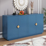Large Storage Cabinet Sideboard Buffet Cabinet with Wooden Triangular Handles and Adjustable Shelves for Living Dining Room