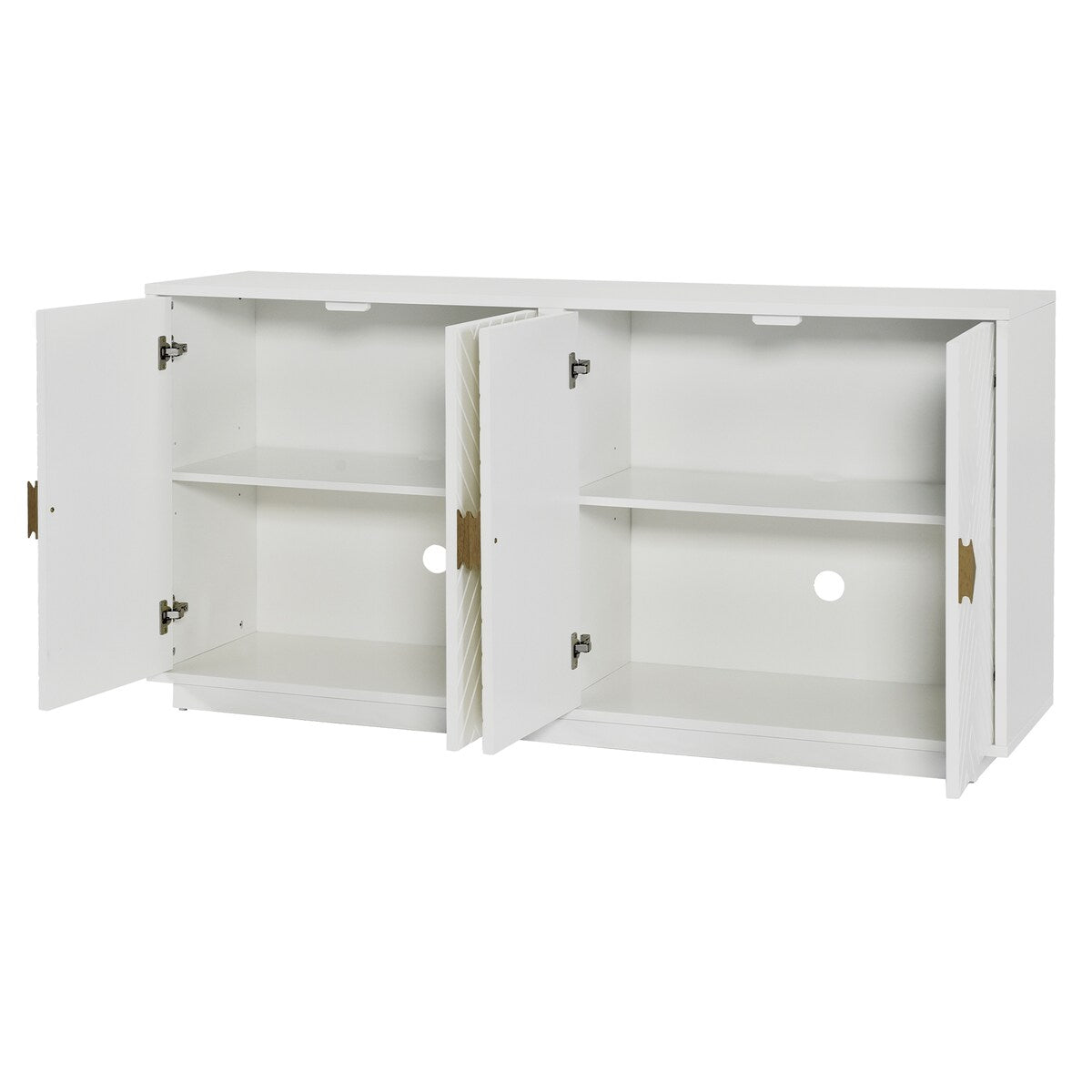Large Storage Cabinet Sideboard Buffet Cabinet with Wooden Triangular Handles and Adjustable Shelves for Living Dining Room