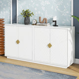 Large Storage Cabinet Sideboard Buffet Cabinet with Wooden Triangular Handles and Adjustable Shelves for Living Dining Room
