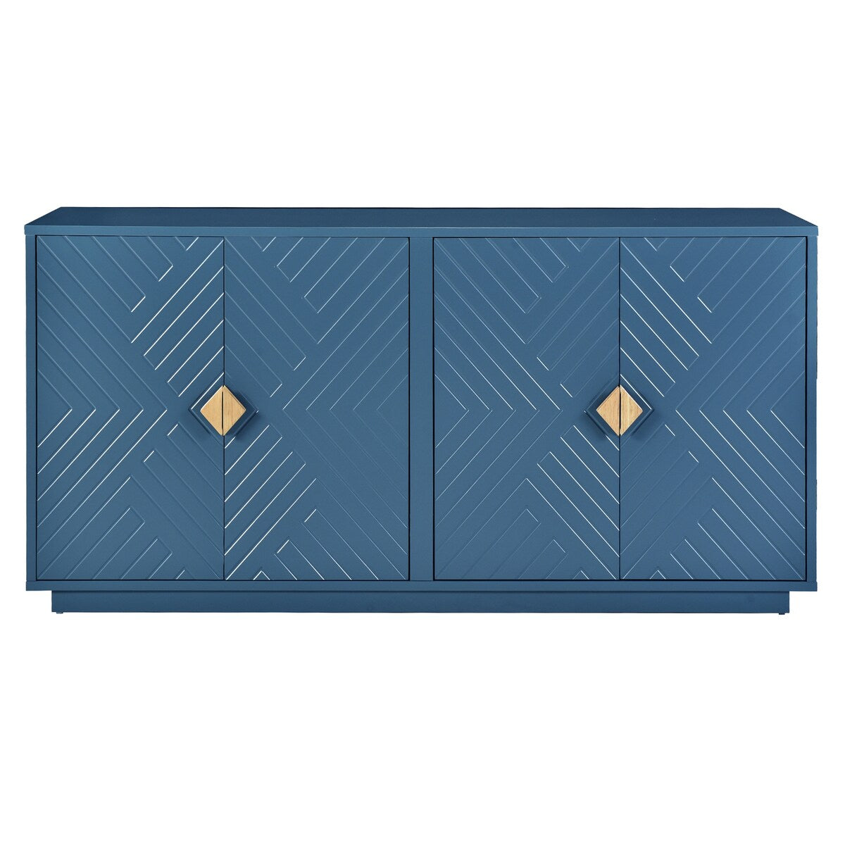 Large Storage Cabinet Sideboard Buffet Cabinet with Wooden Triangular Handles and Adjustable Shelves for Living Dining Room