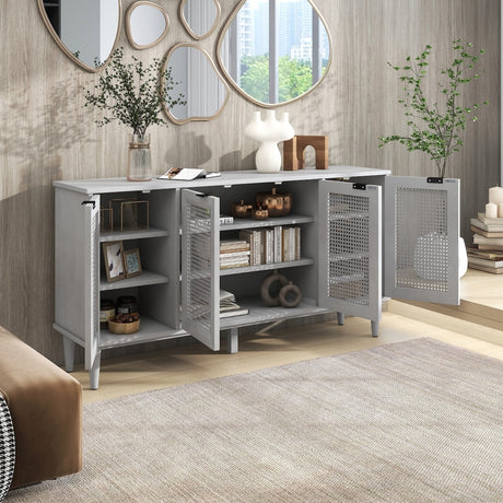 Large Storage Space Sideboard with Artificial Rattan Door and Unobtrusive Doorknob