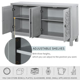Large Storage Space Sideboard,4 Door Buffet Cabinet with Pull Ring Handles - N/A