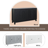 Large Storage Space Sideboard,4 Door Buffet Cabinet with Pull Ring Handles - N/A