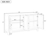 Large Storage Space Sideboard,4 Door Buffet Cabinet with Pull Ring Handles - N/A
