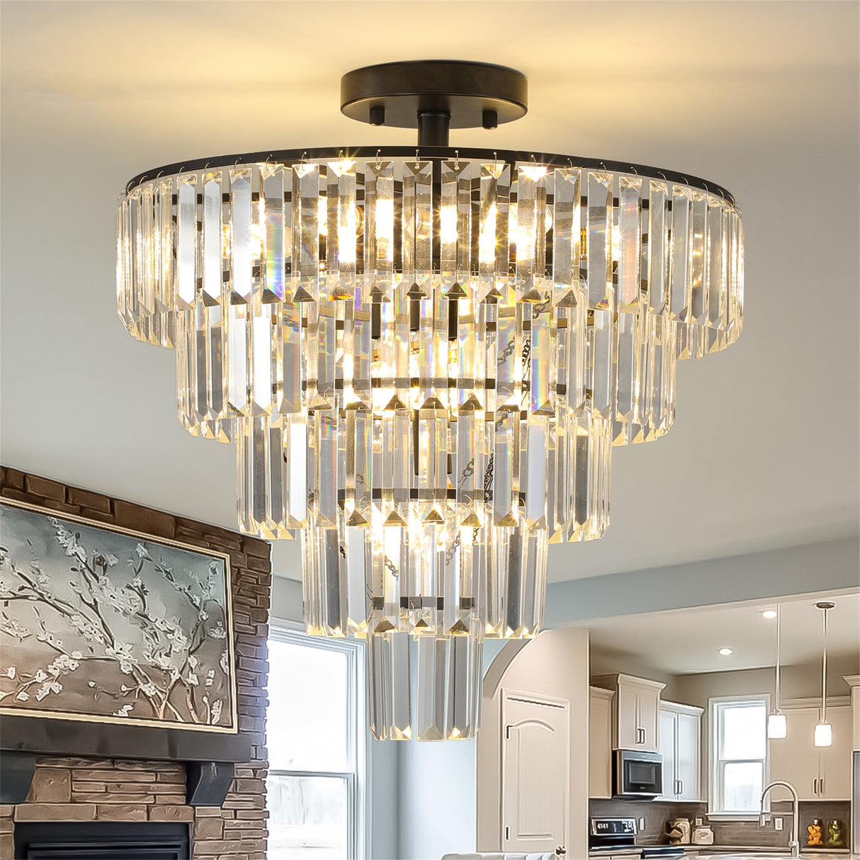 Large crystal chandelier