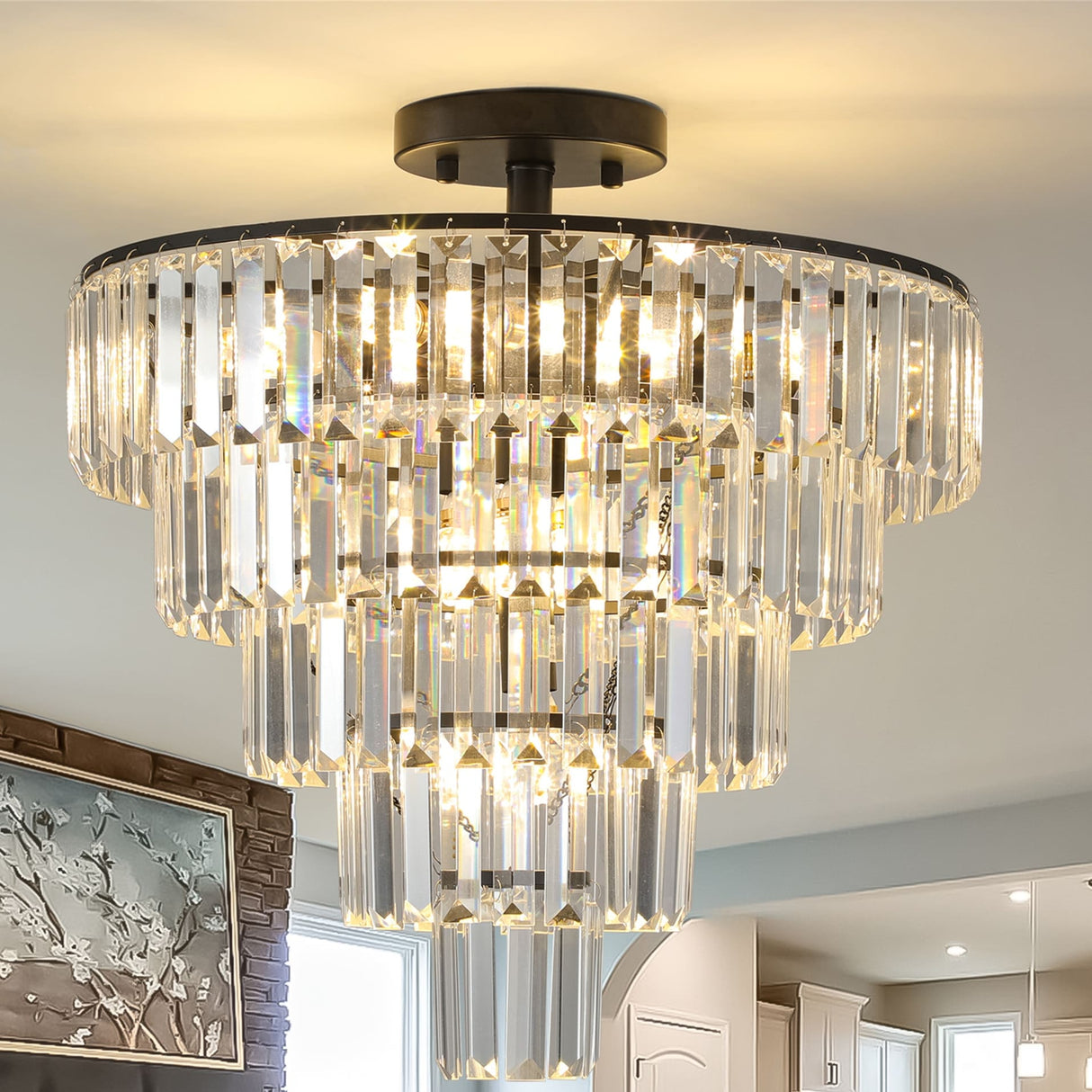 Large crystal chandelier