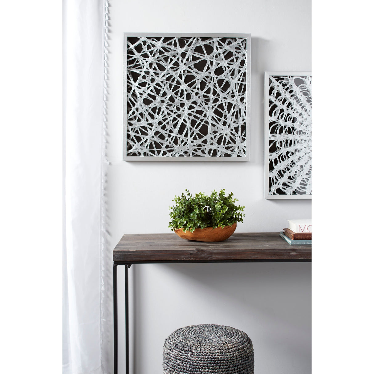 Large Square Modern Abstract Art Black and White Paper Shadow Box Wall Art 23.5 x 23.5 - 24 x 2 x 24