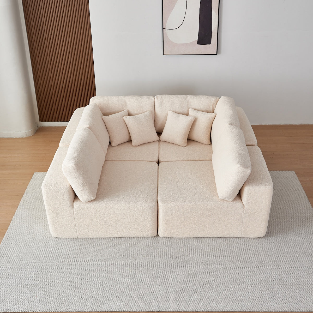 Large Modular Sherpa Fabric Couch for Living Room, High-Density Foam, Comfortable, Easy Assembly